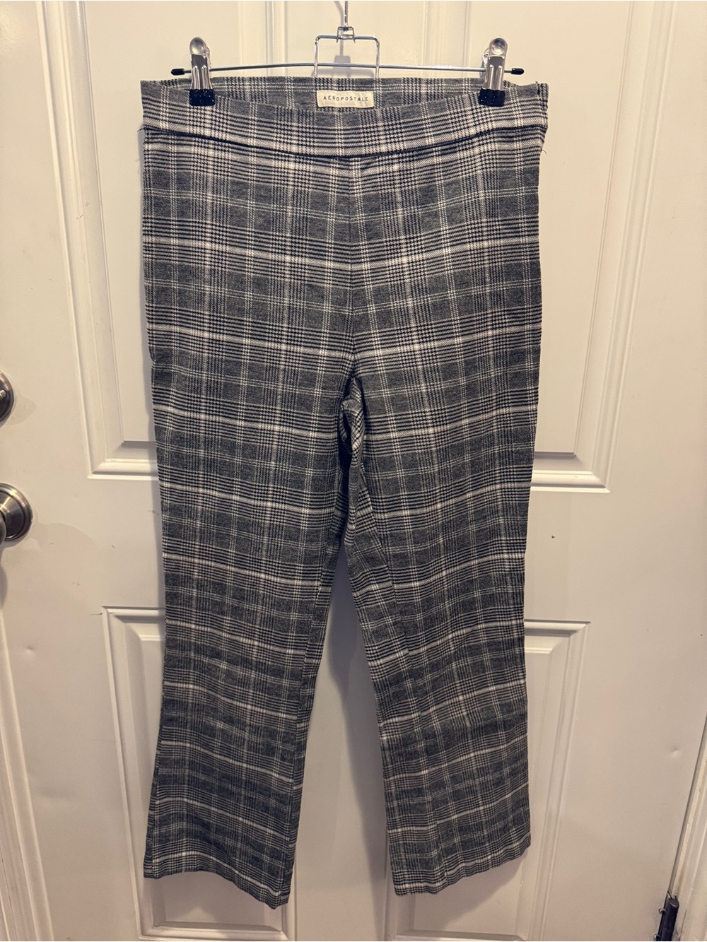 Aeropostale Gray Plaid Pants Glen Check Pattern Tapered Leg Trousers Tencel Sz M